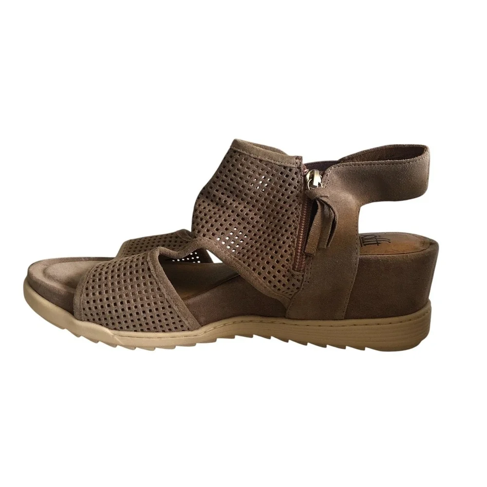 Sofft Womens Shandi Caged Zip Slingback Wedge Sandal Size 9.5M Tan‎ Mauve Summer